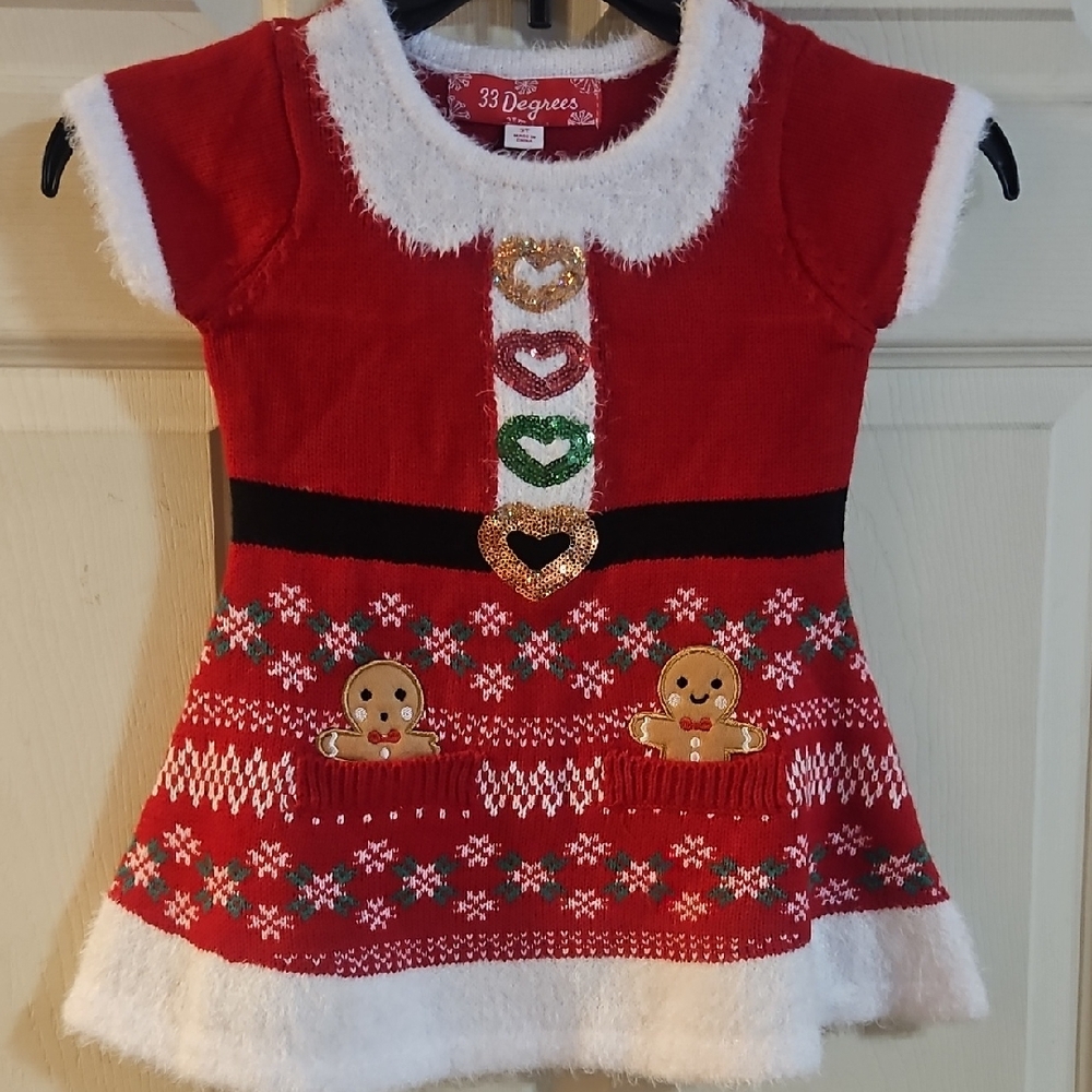 33 DEGREES TODDLER CHRISTMAS SWEATER DRESS: RED: NEW WITH TAGS: SIZE 2T